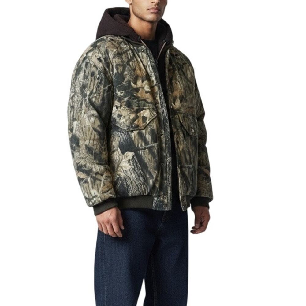 Vintage 90s Y2K Hooded Camo Puffer Jacket Gorpcore Hunting Size XL